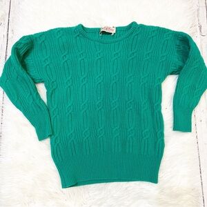 Cristiano Fissore Vintage Green Cable Knit Cashmere & Lambswool Sweater